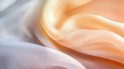 Poster - Soft, flowing fabrics in warm hues create a serene and elegant backdrop, perfect for use in various design projects.