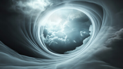 Aufkleber - Surreal clouds swirl around a luminous portal, creating an otherworldly atmosphere that beckons exploration of the unknown.