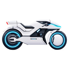 Poster - Futuristic Electric Motorcycle with Sleek Design and Neon Accents, isolated on transparent background.