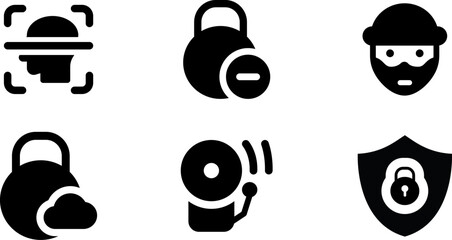 Aufkleber - Modern  Rounded Filled Web Apps Security Icon Set