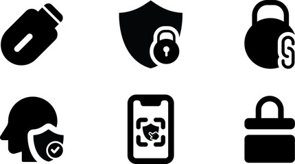 Aufkleber - Modern  Rounded Filled Web Apps Security Icon Set