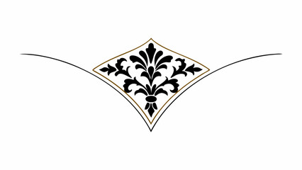 Poster - Decorative floral element centered within a diamond shape above a curved line design on white background created with generated ai