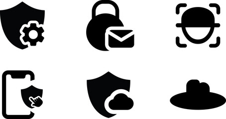Aufkleber - Modern  Rounded Filled Web Apps Security Icon Set