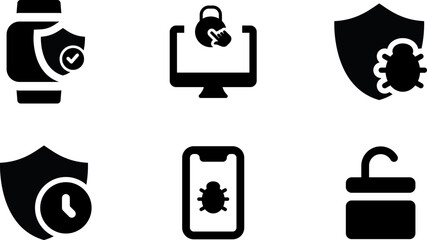 Aufkleber - Modern  Rounded Filled Web Apps Security Icon Set