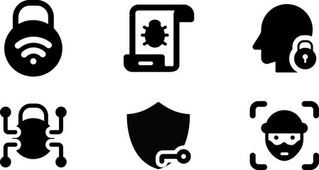 Fototapete - Modern  Rounded Filled Web Apps Security Icon Set