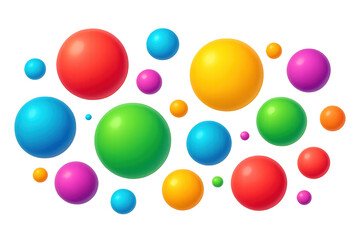 Poster - Colorful spheres of varying sizes float against a transparent background, creating a vibrant and playful 3d rendered image