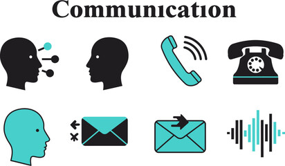 Aufkleber - Communication methods vector illustration featuring phone email and speech for business and personal use editable stock vector illustration