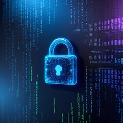 security lock on digital background technology concept with binary code