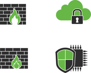 Poster - Cybersecurity solutions firewall cloud protection data security network security antivirus protection system 100 editable stock vector illustration