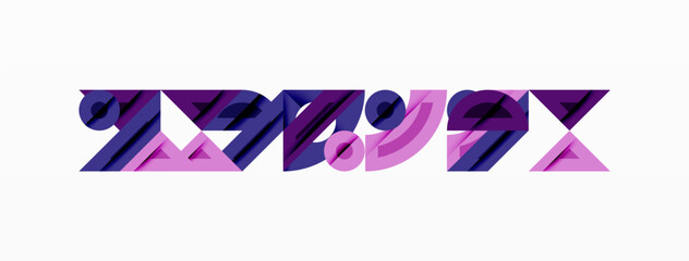 Poster - Abstract graphic design features layered purple shapes forming stylized text. Minimalist composition with white background. Modern aesthetic.