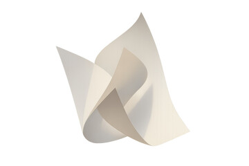Aufkleber - Dynamic composition of white paper sheets flowing and intertwining, creating an abstract and elegant design on a transparent background