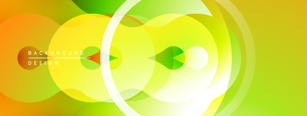 Poster - Abstract vibrant background. Overlapping circles create dynamic, flowing visual effect. Yellows, greens dominate composition. Smooth gradients present.