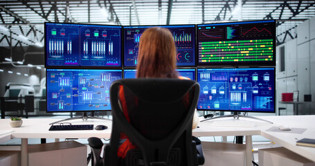 Aufkleber - Female Engineer Using SCADA System