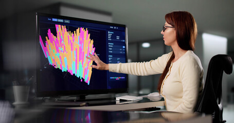 Poster - Innovative Female Scientist Analyzing Complex Data