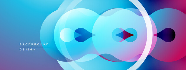 Poster - Abstract circles overlap, creating vibrant blue, purple gradients. Modern design suggests fluidity, energy, dynamic composition.
