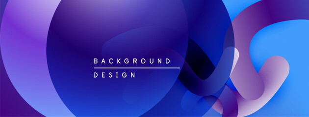 Poster - Abstract fluid shapes, vibrant blues, purples create modern background design. Smooth gradients offer dynamic visual experience.