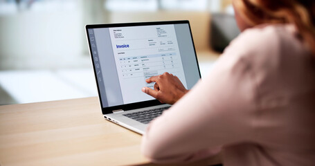 Poster - Woman Managing Finances With E-invoice Tax Software