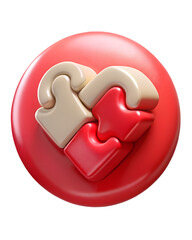 Poster - A 3d illustration of a heart puzzle made of interlocking pieces representing love unity and connection.