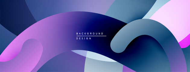 Aufkleber - Abstract fluid shapes, vibrant purple, blue hues. Modern design, smooth gradients create dynamic composition. Minimalist aesthetic.