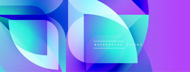 Aufkleber - Abstract geometric shapes, vibrant blue purple gradients. Modern design elements create dynamic visual experience. Background suggests technology innovation.
