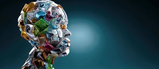 Wall Mural - Abstract digital art human head mosaic