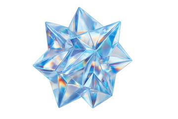 Aufkleber - Iridescent glass star spinning, refracting luminous colors through translucent surface, generating mesmerizing geometric light pattern