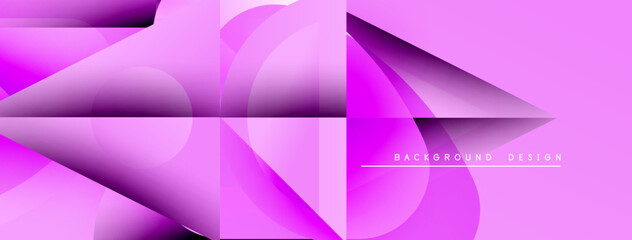 Leinwandbilder - Abstract pink background. Overlapping shapes create dynamic, modern visual effect. Gradient hues add depth, texture.