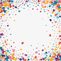 Poster - Colorful confetti border frame isolated on white background for celebratory design elements