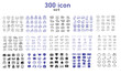 © queen - A collection of three hundred small minimalist line icons arranged in a grid pattern on a white background