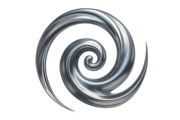 Aufkleber - Metallic silver surface spiraling and forming dynamic curved pattern, transparent backdrop highlighting sleek metallic texture