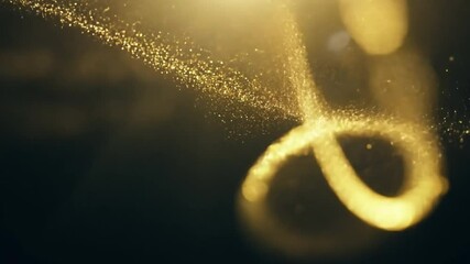 Poster - golden light rays with sparkling dust in a dark background capturing a magical atmosphere and dreamy