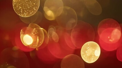Poster - blurry bokeh background with soft lights in red and yellow hues for creative design and artistic pro