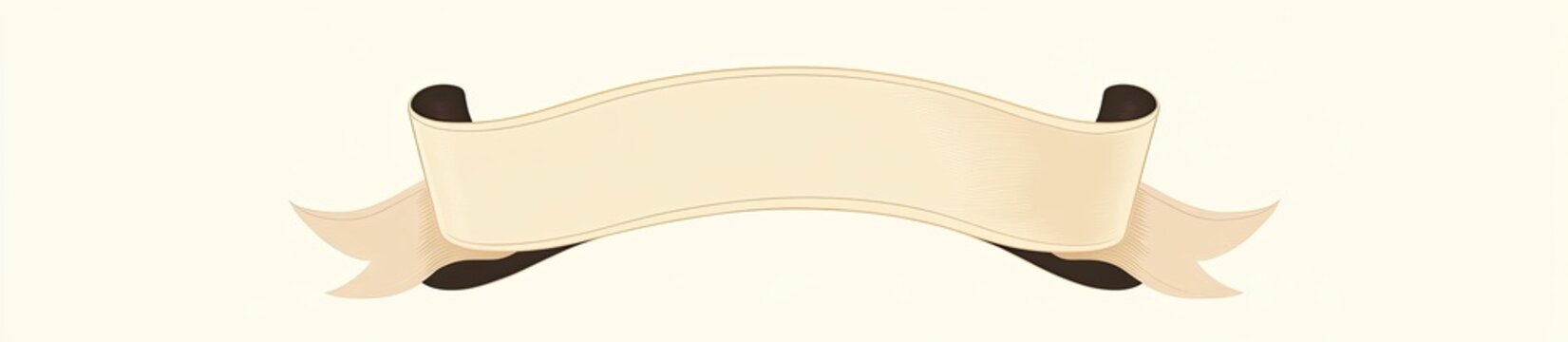 A cream-colored ribbon banner with dark brown ends, curved gently, ready for text