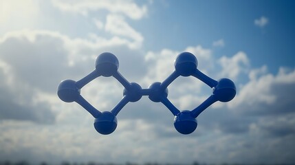 Poster - Molecular Structure Model Against a Cloudy Sky, Science and Education Concept