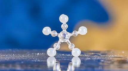 Poster - Molecular structure model with five arms on a reflective surface against a blurred background