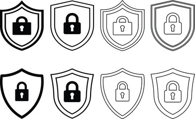 Poster - Vector illustration of security shields with locks demonstrating protection and confidentiality concepts