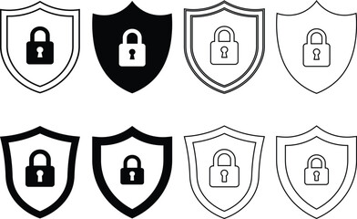 Poster - Security and protection concept composed of shields and padlocks representing online safety
