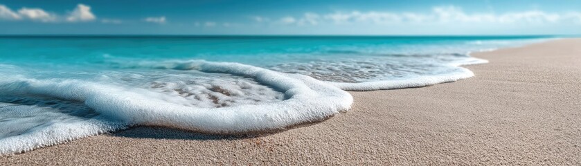 Poster - Mental detox in focus and wellness recovery concept. Serene beach landscape with gentle waves and clear blue water.