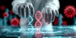 © Angsumalin - Scientist In A Sterile Laboratory Manipulating Glowing DNA Strands With Digital Interface