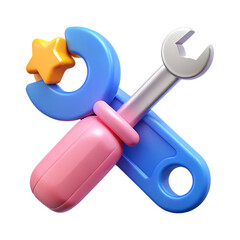 Poster - 3d cartoon tools icon set isolated on transparent background