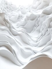 Poster - abstract white 3d wavy landscape.