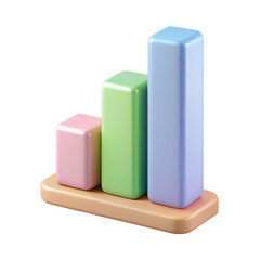 Poster - Pastel 3d bar chart growth graph isolated on transparent background