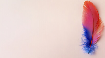 Poster - vibrant feather with shades of pink and blue rests against soft background, evoking sense of creativity and whimsy