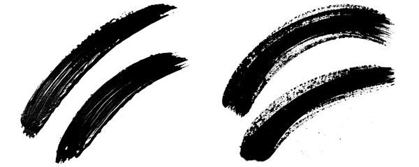 Fototapete - Two Irregular Black Strokes Drawn With Dry Ink Marker Isolated on a Transparent or White Background