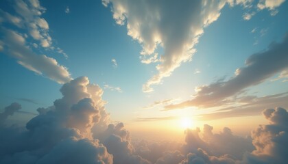 Poster - Majestic clouds at sunset illuminating the serene sky