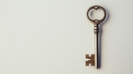 Poster - Classic key lying flat on plain white background in studio