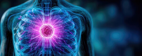 Aufkleber - Chemotherapy effect diagnosis and discovery in oncology concept. Abstract representation of energy within the human body.