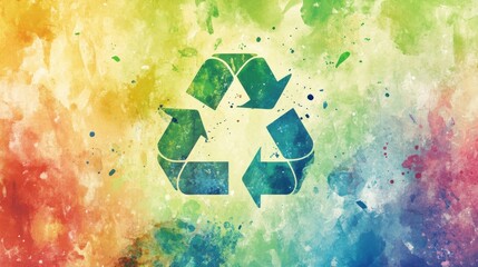 Aufkleber - Colorful recycling symbol on abstract background during daytime