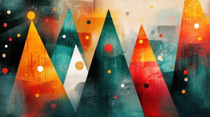 Poster - Abstract geometric landscape with vibrant colors at twilight