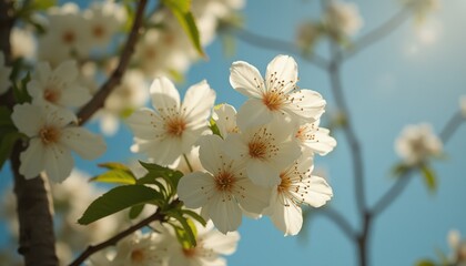 Poster - Cherry blossoms blooming in sunny outdoor setting